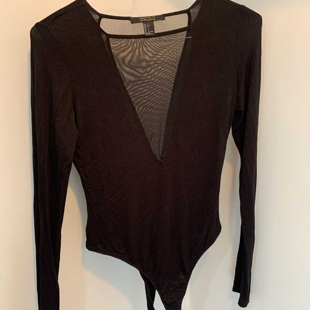 COPY - Forever 21 size large black mesh front and back bodysuit